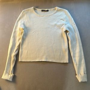 Brandy Melville Long Sleeve Cotton Ribbed Cream Shirt Like New OS
